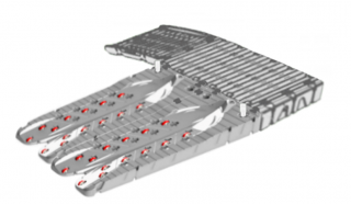 Flytbrygga Rotodock 4,9 x 1,5 meter med 2 JetPort Plus vattenskoterbryggor, Flytkapacitet 3.750kg