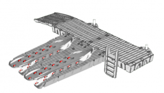 Badbrygga Rotodock 7,9 x 1,5 meter med 2 JetPort Plus vattenskoterbryggor,  Flytkapacitet 5.100kg