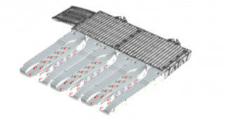 Badbrygga Rotodock 7,9 x 1,5 meter med 3 JetPort Max vattenskoterbryggor, Flytkapacitet 7.200kg