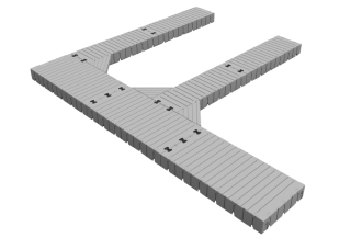 Marinabrygga Rotodock 9,0 x 1,5 meter med 2 vingar 6,0 x 1 meter, Flytkapacitet 7.650kg
