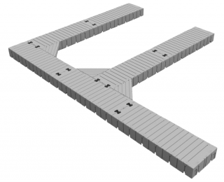 Marinabrygga Rotodock 9,0 x 1, meter med 2 vingar 6,0 x 1,0 meter, Flytkapacitet 6.300kg