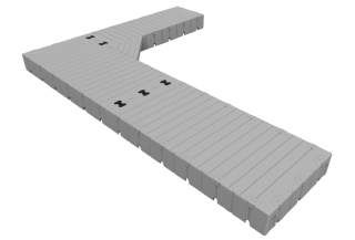 Badbrygga Rotodock L-form 6,0 x 1,5 meter och 4,5 x 1,0 meter, Flytkapacitet 3.600kg