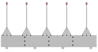 Marinabrygga Rotodock 12,0 x 1,5 meter med 5 galvaniserad y-bommar, Flytkapacitet 5.400kg
