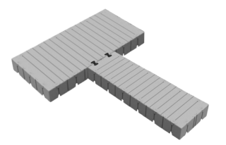 Badbrygga Rotodock T-form 4,5x1,0 meter och 3x1,5 meter, Flytkapacitet 2.250kg