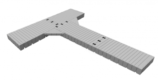 Badbrygga Rotodock T-form 7,5 x 1,5 meter och 6,0 x 1,5 meter, Flytkapacitet 5.400kg