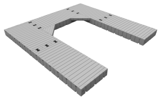 Marinabrygga Rotodock U-form 6,0 x 1,5 meter och 6,0 x 1,5 meter, Flytkapacitet 6.750kg