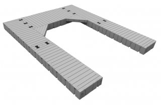 Marinabrygga Rotodock U-form 6,0 x 1,0 meter och 5,0 x 1,5 meter, Flytkapacitet 4.950kg