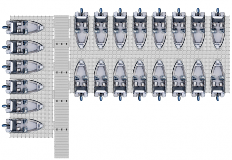 BoatPort 5 Marina 22, 15,0 meter och 28,4 meter, grå, Flytkapacitet 96.840 kg