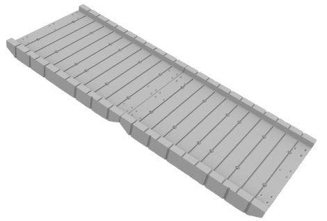Rotodock Landgång i Polyeten 135 cm x 380 cm, grå