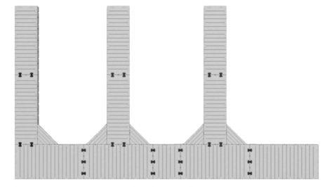 Marinabrygga Rotodock 13,0 x 1,5 meter med 3 vingar 6,0 x 1,0 meter, Flytkapacitet 11.250kg