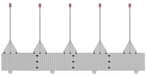 Marinabrygga Rotodock 12,0 x 1,5 meter med 5 galvaniserad y-bommar, Flytkapacitet 5.400kg